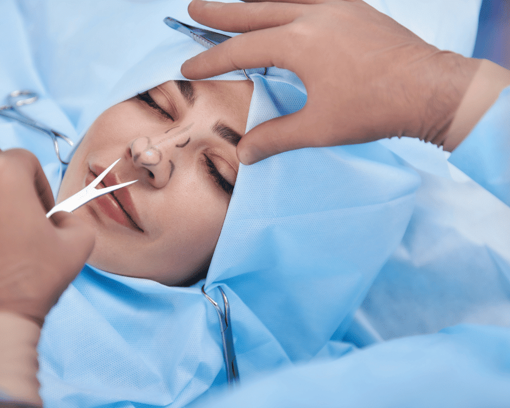 A woman is having a Rhinoplasty procedure in Phuket